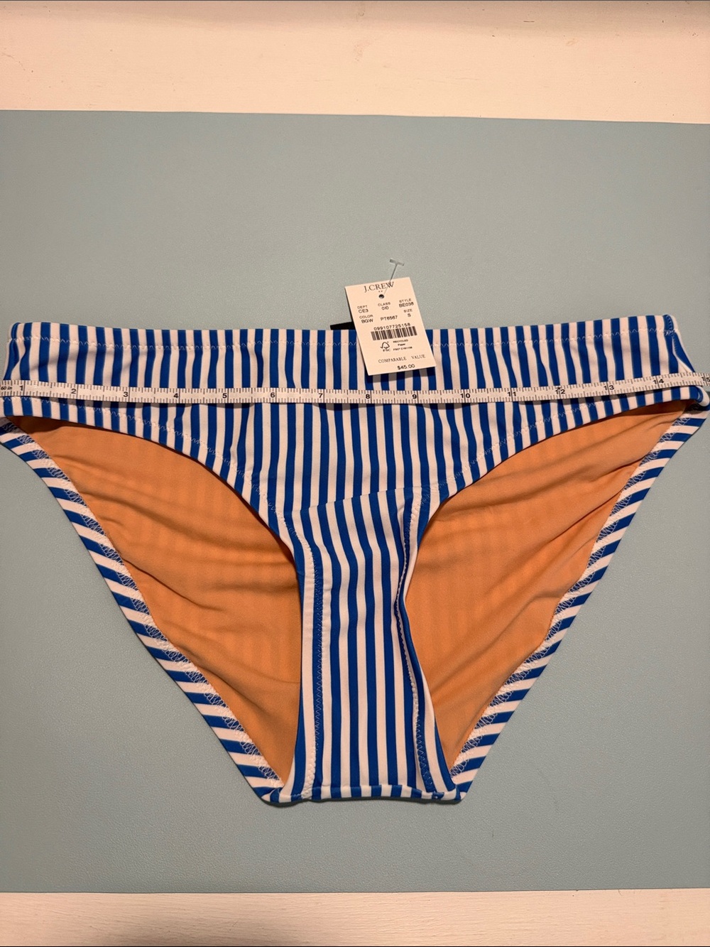 J.Crew Blue White Striped Bikini Swim Bottoms Small NWT Classic Women